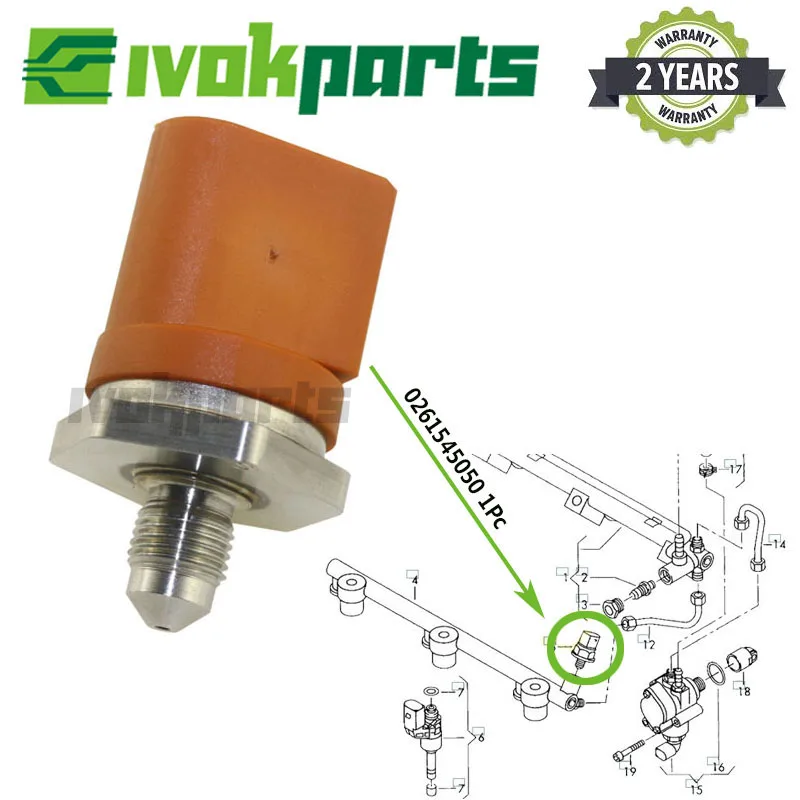 

06J 906 051 B Fuel Rail High Pressure Sensor For Volkswagen PASSAT CC BEETLE CADDY SCIROCCO TOURAN 1.2 1.4 1.8 2.0 TSI TFSI FSI