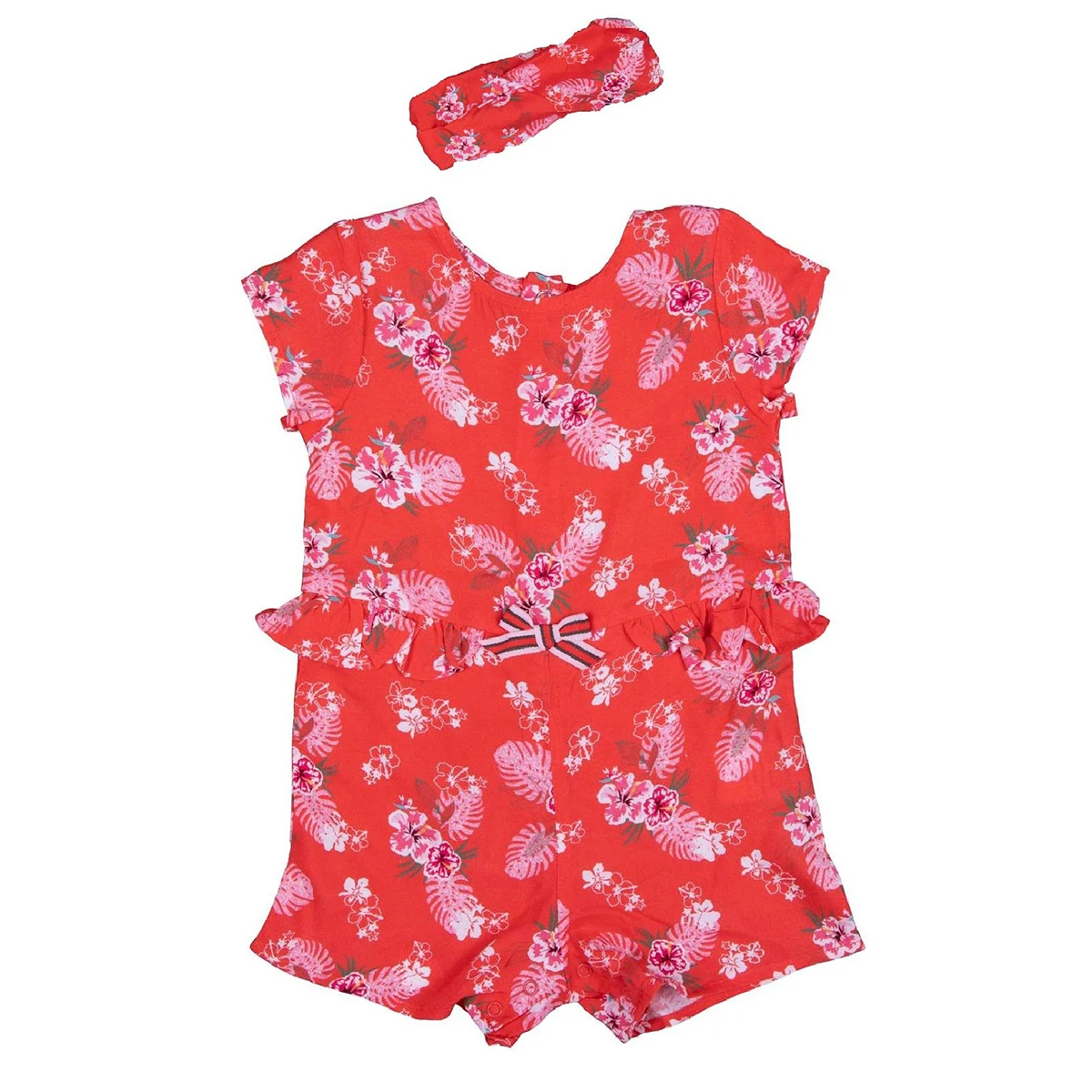 

Bebepan Aloha Printed Jumpsuit Head Band Set