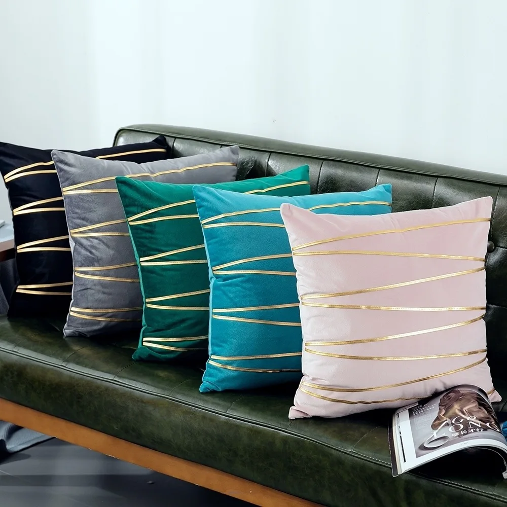 Бархатный компактный чехол для подушки золотого цвета Европейский Классический