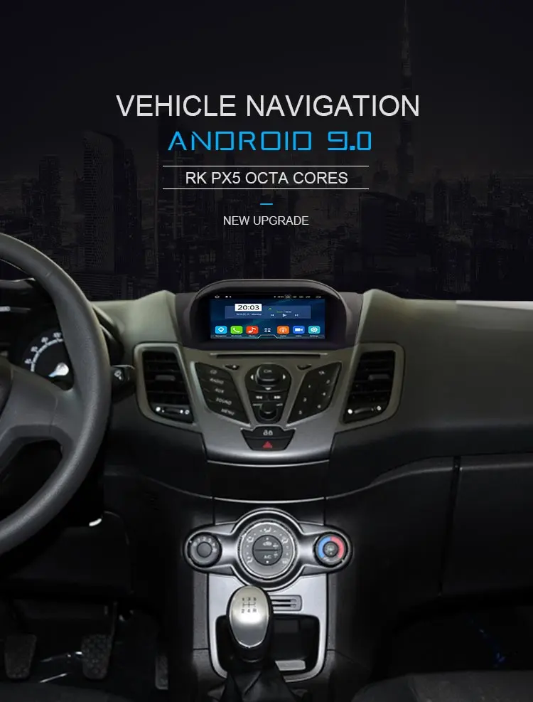 LJDA Android 9,0 dvd-плеер для автомобиля Ford Fiesta 2013 2 Din радио аудио gps навигация 4G+ 64G DSP