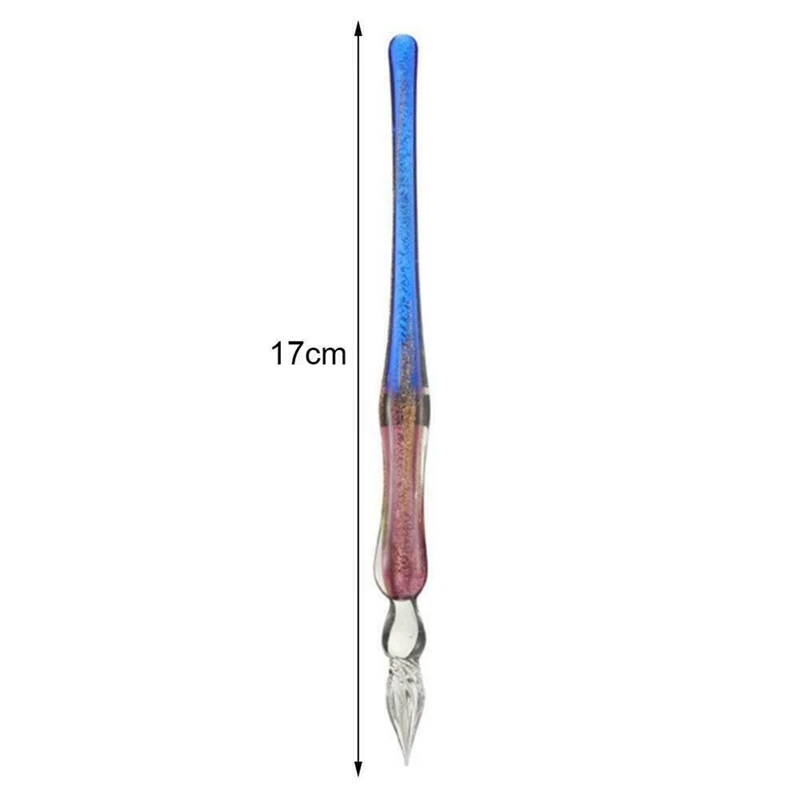 

Crystal Glass Pen Dipped Fountain Pen Gift Box Gold Powder Color Ink Signature Pen Ink Gift Box Set Writing Supplies