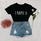 Volentine День Святого Валентина Футболка для женщин I фиолетовый U с принтом букв размера плюс S-5xl большеразмерная футболка Топы повседневные кепки, кепки в стиле футболка для пары