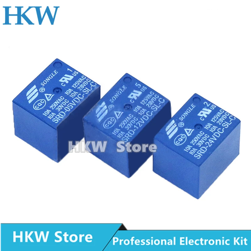 5pcs Relay SRD-03VDC-SL-C SRD-05VDC-SL-C SRD-06VDC-SL-C SRD-09VDC-SL-C 3V 5V 6V 9V 12V 24V 48V 10A 250VAC 5PIN Relays Relais |