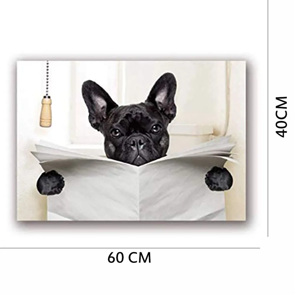 Картины на холсте с забавной собакой газетами для чтения плакаты Настенная