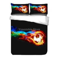 adasmile a s 3d fire soccer bedding set football pattern duvet cover sports style bedding for teens boys queen 3pcs