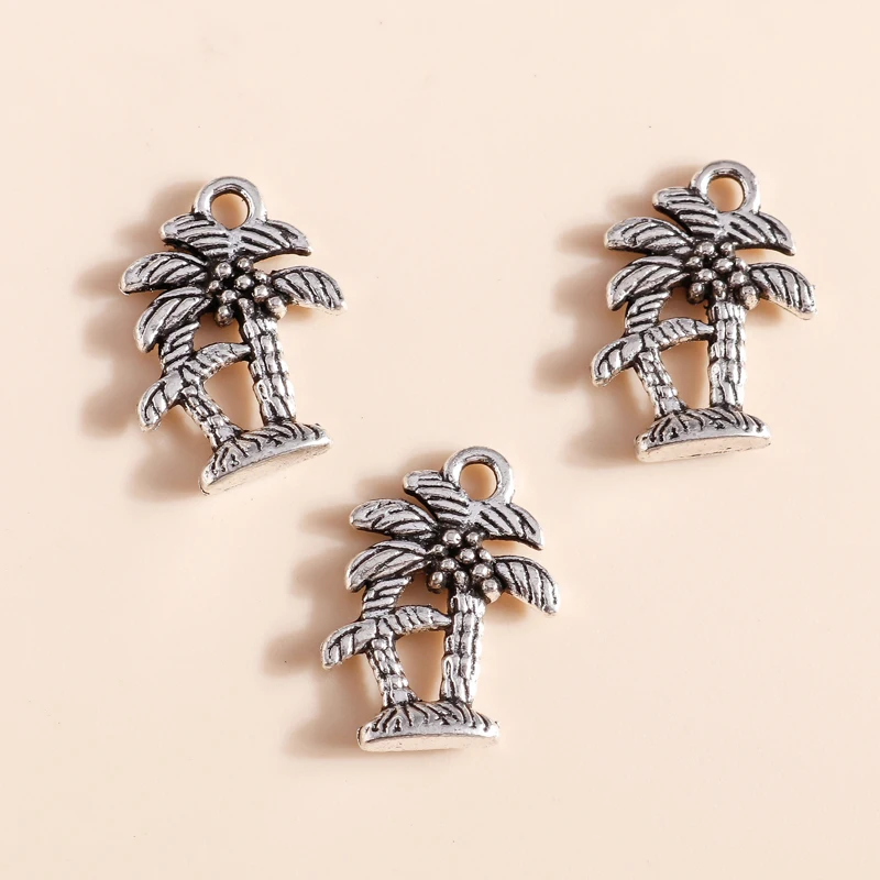 

30pcs Antique Silver Color Summer Island Coconut Tree Charms Pendants of Necklaces Bracelets Making Accessories DIY Jewelry