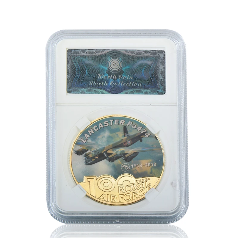 coin with case4 WR Королевские ВВС 100-летие золотые металлические монеты оригинальная копия монеты коллекционные вещи евро копия монеты подарки на день рождения сувенир - Цвет: coin with case4