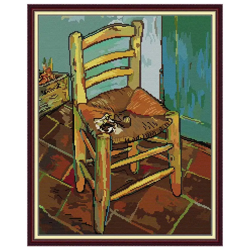 Стул Ван Гога с узорами из труб Набор для вышивки крестиком 11CT 14CT 16CT штампованный