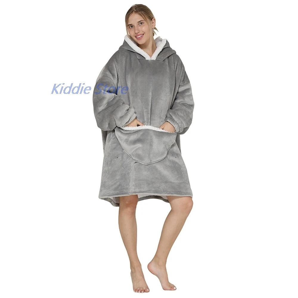 Женские Модные флисовые теплые мягкие свитера с капюшоном и карманами пуловеры