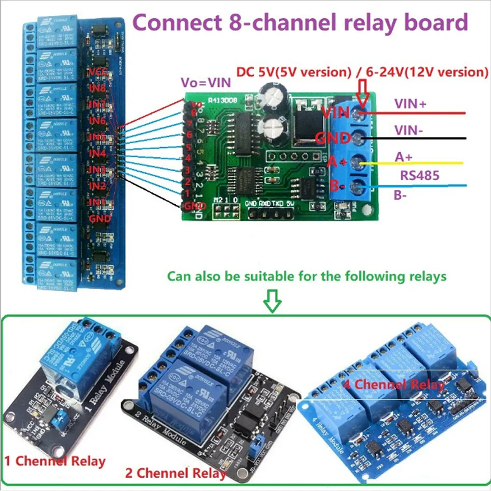 Модуль управления UART 8 каналов 5 В 12 24 RS485 RS232 (TTL) | Строительство и ремонт