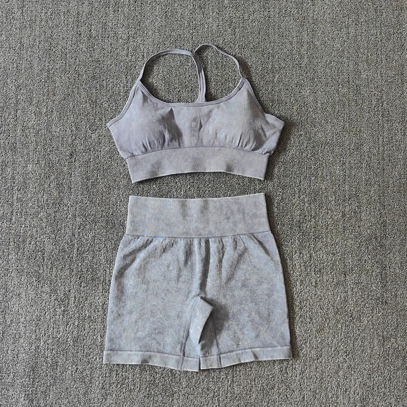 

WAREBALL Seamless Yoga Set Women Sport Bra High Waist Seamless Shorts Sportswear Workout Clothes Gym Clothing Crop Top Suit