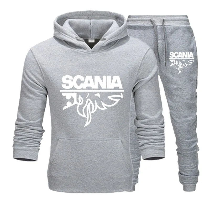 

Men's Autumn And Winter Solid Color Sweater Two-Piece Hooded Printing Casual Sweater Tracksuit Suit Set Men's Explosive Clothing