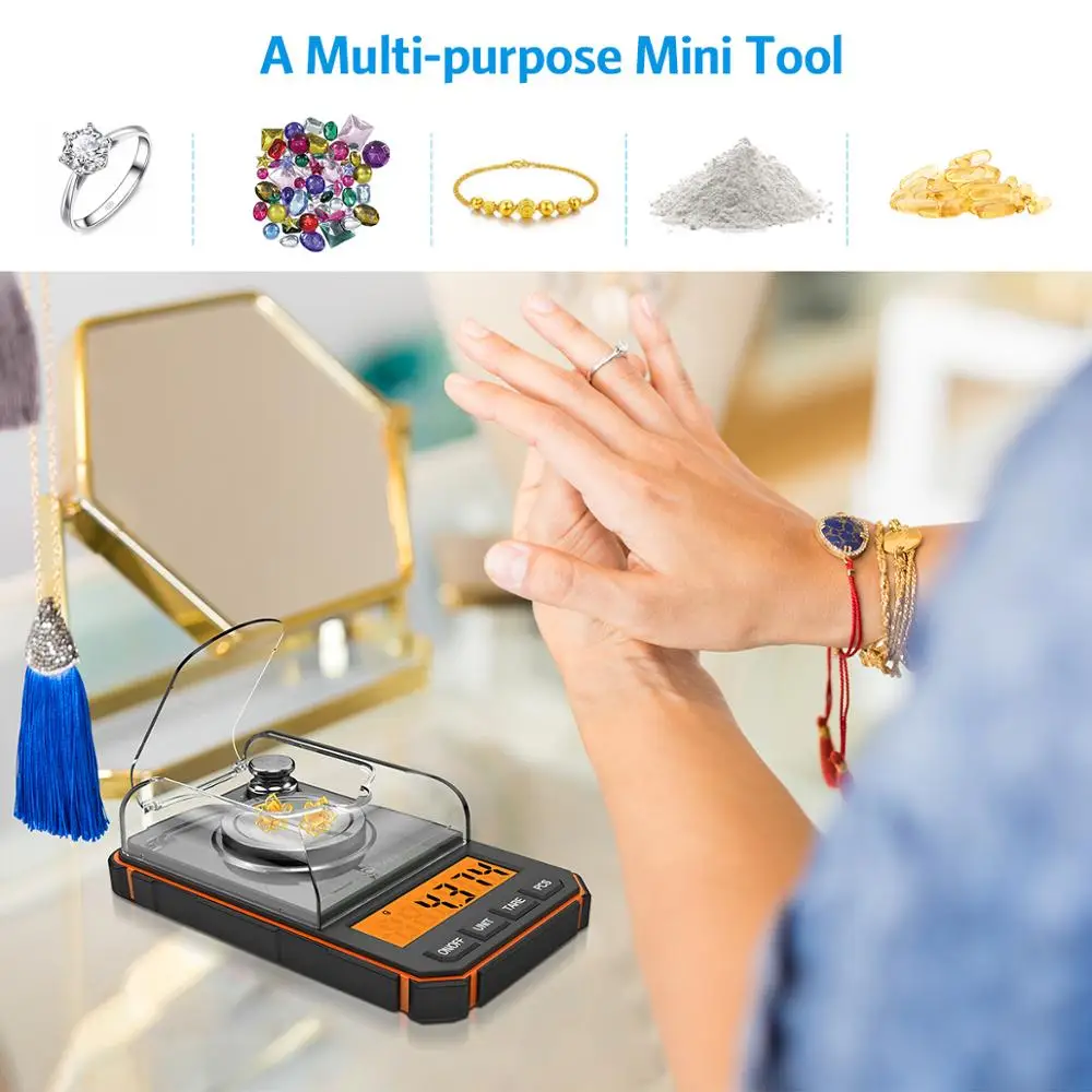 

0.001g Electronic Digital Scale Portable Mini Scale Precise Professional Pocket Scale Milligram 50g Calibration Weights Tweezer