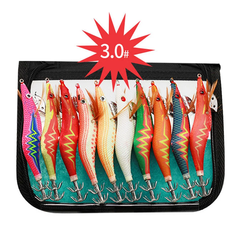 

10pcs Artificial Fishing Lure Lead Sinker Squid Jig Hook Wood Shrimp Fishing Tackle Octopus Cuttlefish Shrimp Hard Fishing Bait