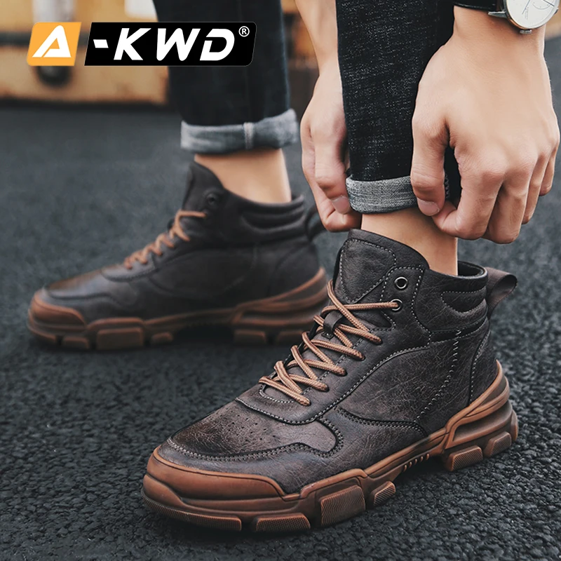 Fashion Autumn Breathable Men Sneakers Casual Shoes Winter Boots With Fur Zapatos Hombre Invierno High Top Work 44 | Обувь