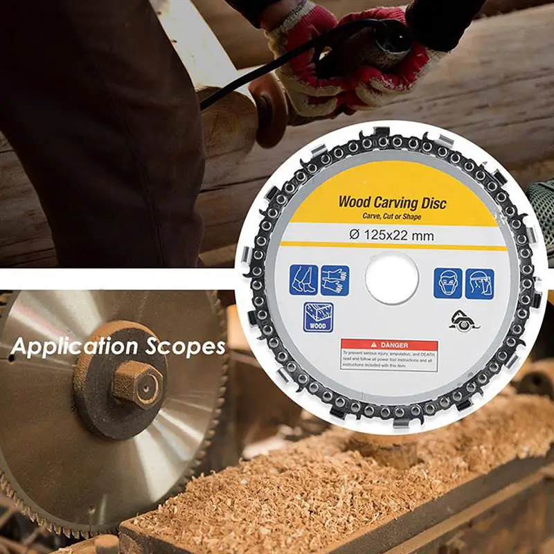 

115/125mm Chain Disc Woodworking 5MM Round Chain Saws Plate Alloy High-speed Angle Grinding Tool
