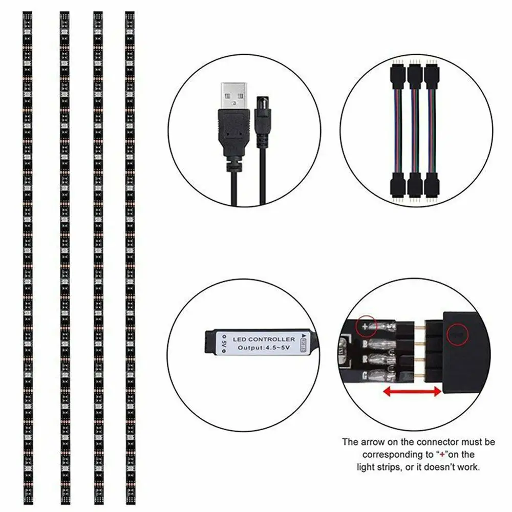 Светодиодный светильник полоски Цвет изменение ТВ светодиодный Подсветка 5V RGB 20