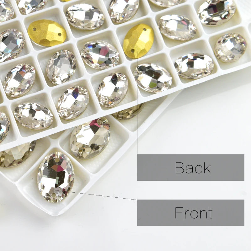 Новинка 2020 овальные прозрачные стразы отделка плоский задний шов 2 отверстия