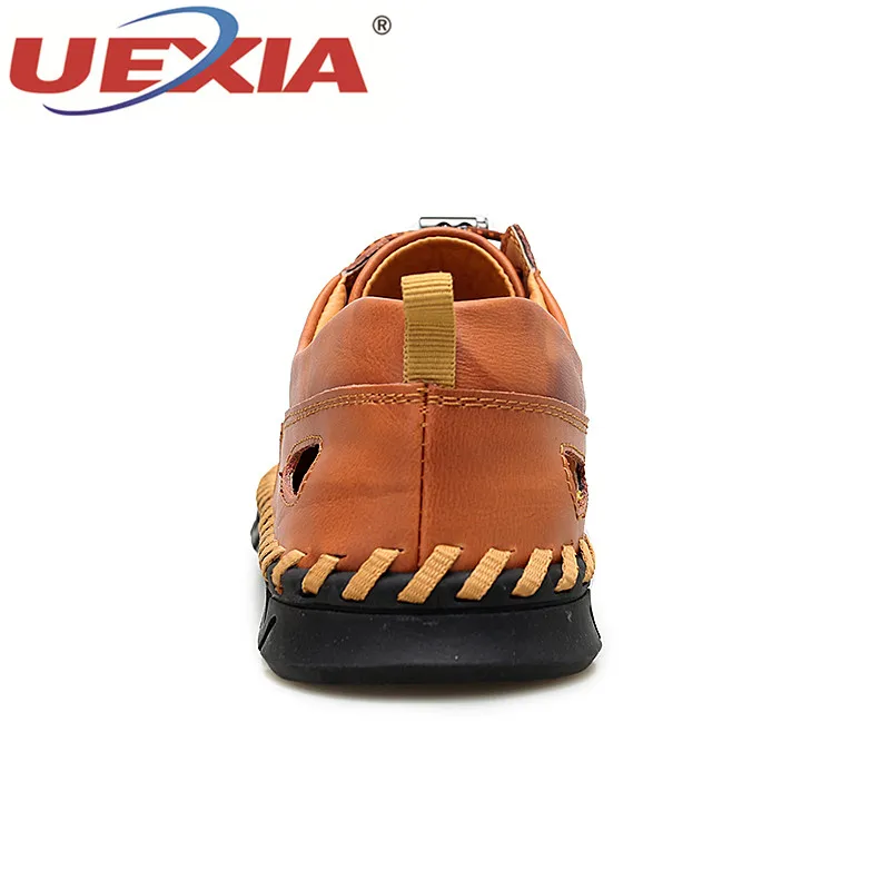Сандалии UEXIA мужские кожаные Уличная обувь на плоской подошве деловой стиль