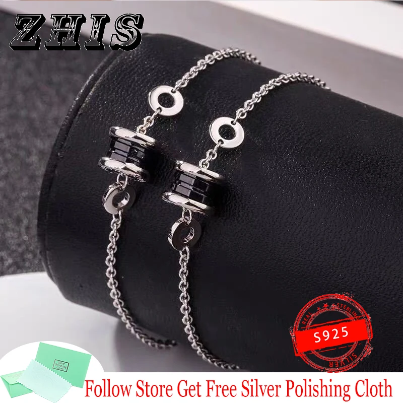 

Original S925 Sterling Silver Brand Jewelry Women's Bracelet Enamel Small Waist Charm Bracelet Roman Logo Simple Elegant Gifts