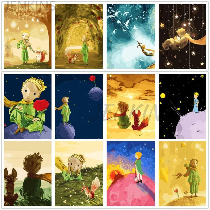 

Modern Home Decor Children's Room Abstract Cartoon Canvas Painting Little Prince Fox Wall Art Posters and Prints Nordic Pictur