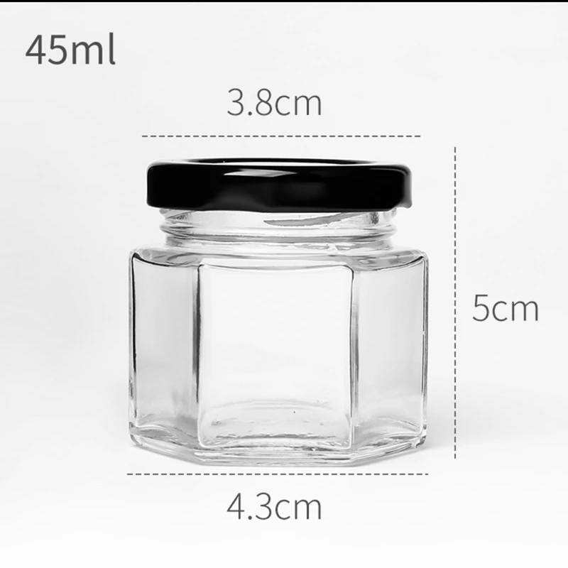X22 Шестигранная мини стеклянная медовая банка емкостью 45 мл 1 5 унции с
