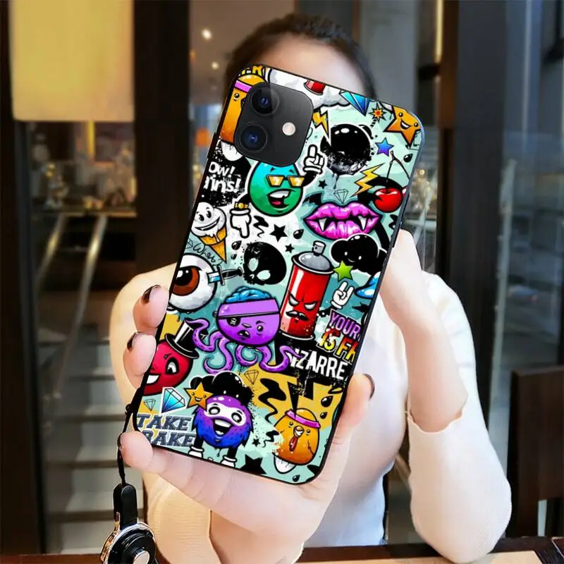 Чехол для телефона CUTEWANAN мягкий черный чехол с рисунком граффити iPhone 11 pro XS MAX 8 7 6 6S