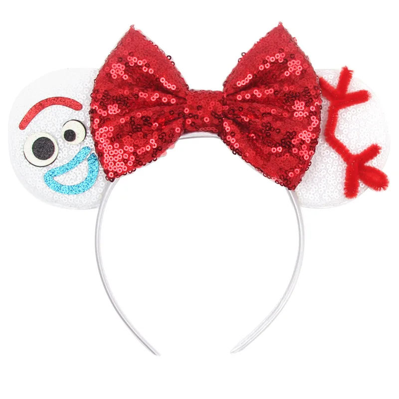 Diademas con orejas de rat&oacute;n para ni&ntilde;a, bandana con lazo de lentejuelas de color caramelo, diadema para fiesta de vacaciones, accesorios para el cabello 2021-3