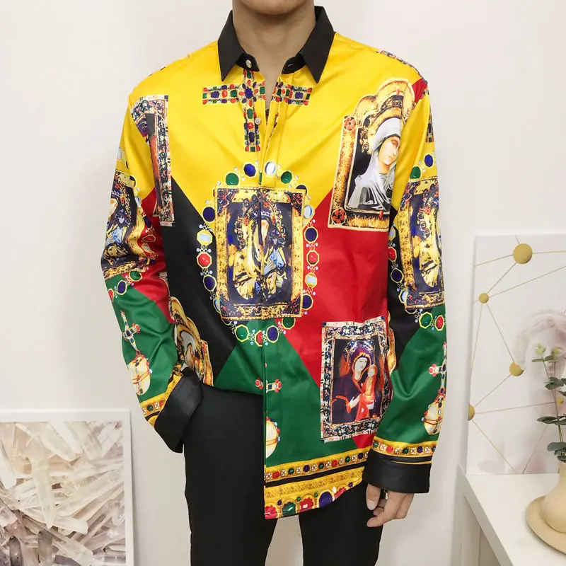 Мужские Цветочный принт Вечерние Выпускные рубашки класса люкс в стиле барокко