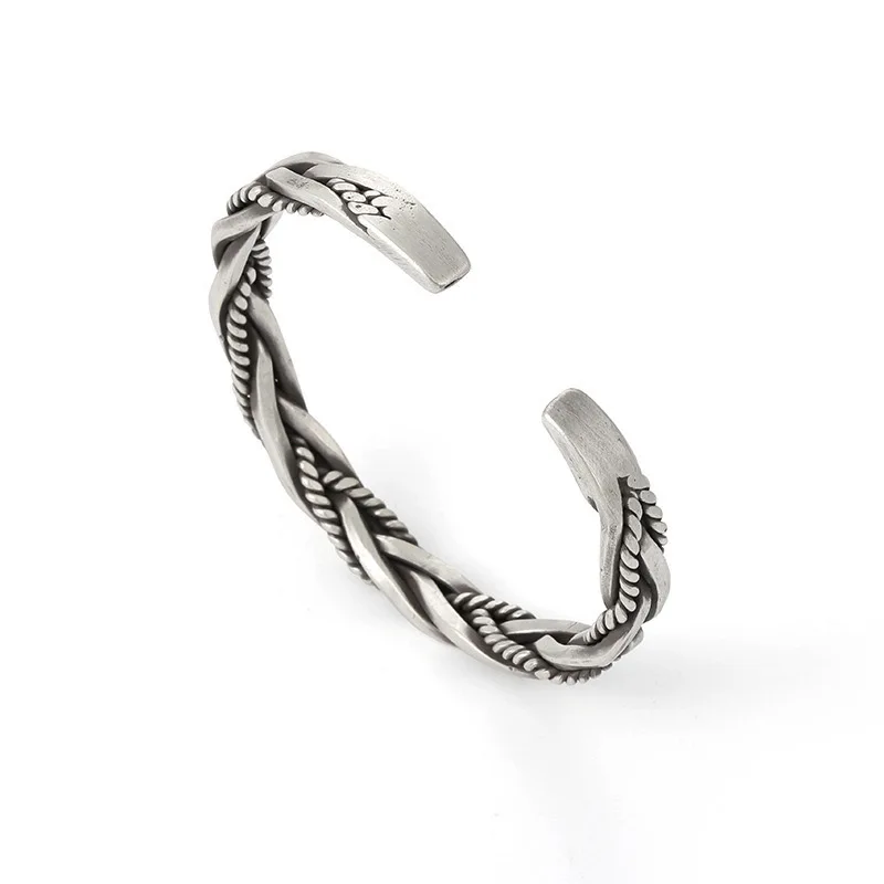 

Foxanry Vintage Punk 925 Sterling Silver Bracelet for Women New Fashion Creative Twist Weaving Thai Silver Party Jewelry Gifts