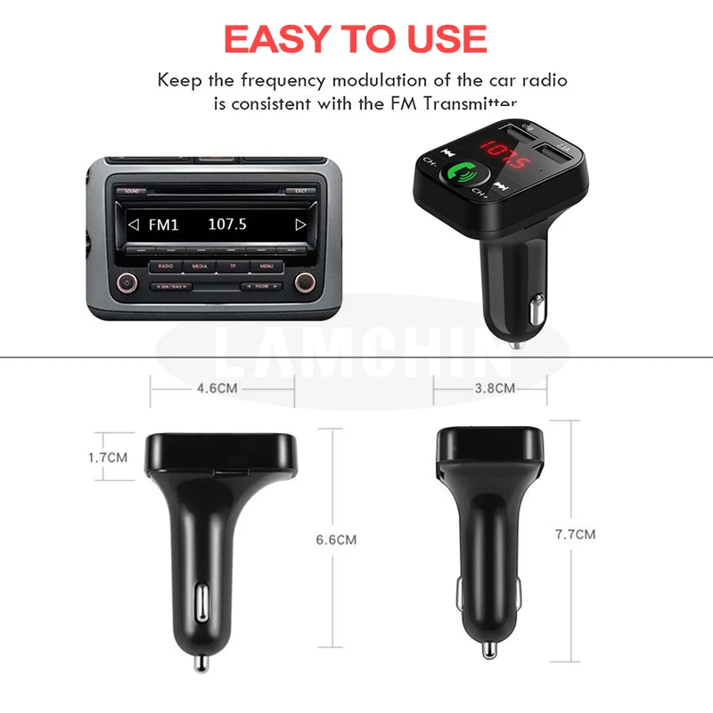 Автомобильное зарядное устройство с двумя USB-портами для Samsung Xiaomi IPhone USB-зарядное