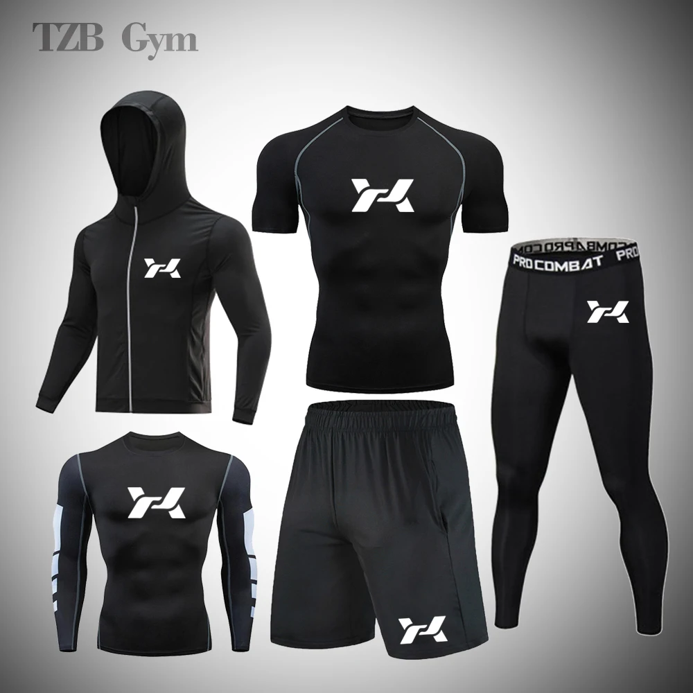 Мужской Эластичный костюм для тренировок на открытом воздухе бега фитнеса