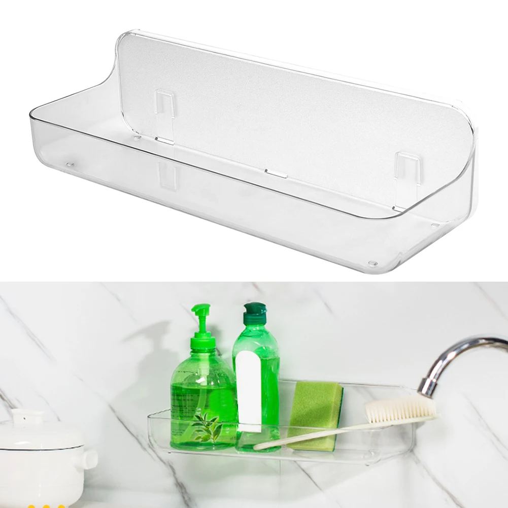 Стеллаж для хранения шампуня Прочная полка ванной прозрачная не сверляет кухни