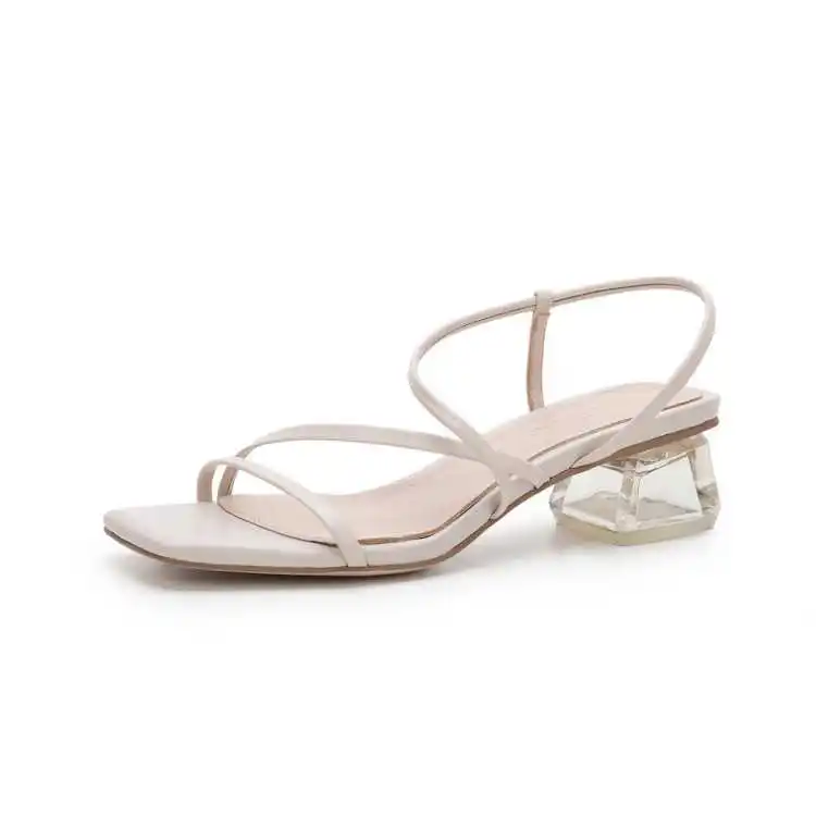 

2020 summer Korean one line transparent fashion thick heeled women's sandals