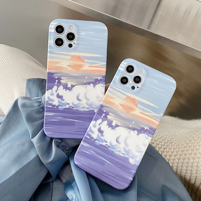 Картина маслом волны восход солнца для телефона с изображениями пейзажа чехол