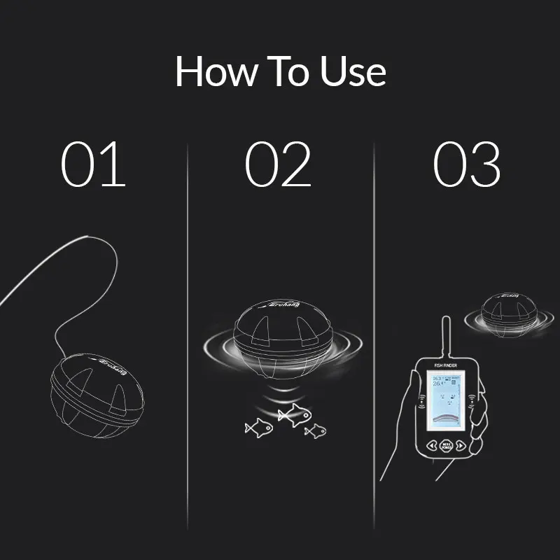 Эхолот-рыболокатор Erchang F3 портативный беспроводной глубина 100 м с сигнализацией |