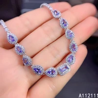 fine jewelry 925 sterling silver inset with natural gem womens luxury exquisite water drop tanzanite hand catenary bracelet sup