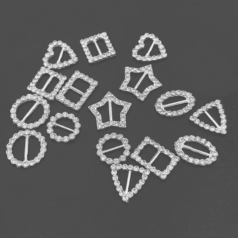 

20 PCS Metal Alloy Crystal Rhinestones Round Square Heart Buckle For Shoe Clothing Hair Accessories DIY Jewelry Making