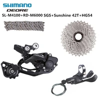 shimano deore m6000 m4100 m4120 m5120 10s groupset rear derailleur shifter 11 46t 11 42t sunshine cassette hg54 for mtb bike