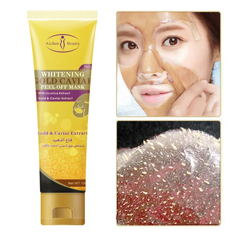

Face Peel-Off Mask Gold Caviar Whitening Moisturizing Peel Mask Bright Skin Color Oil Control Mask Purify Pores Facial Mask