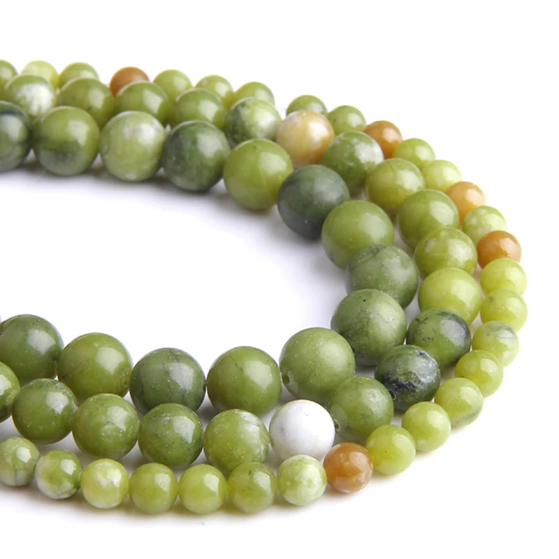

Natural green Russian jades smooth gem stone beads round loose spacer beads for jewelry making bracelet DIY 4-12mm handmade diy