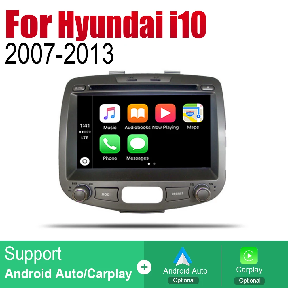 Автомобильный DVD GPS навигатор на Android для Hyundai i10 2007 2008 2009 2010 2011 2012 проигрыватель с