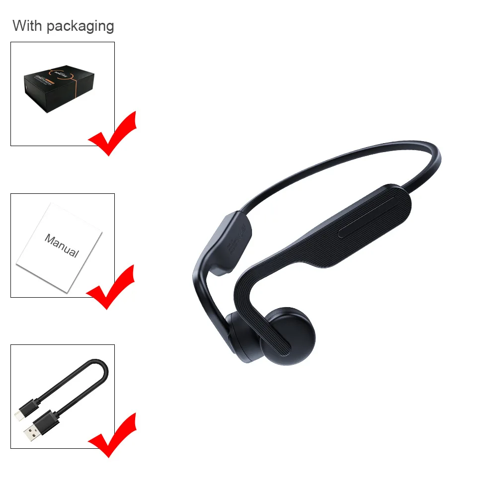 Wireless Bone Conduct Headphones Earphone Bluetooth 5.0 with IPX6 Waterproof Compatible For Apple Xiaomi Smartphone | Электроника