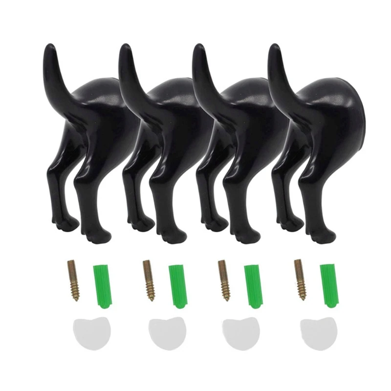 4 pieces of household cute plastic dog-shaped tail hook hanger clothes coat hat key wall rack | Дом и сад