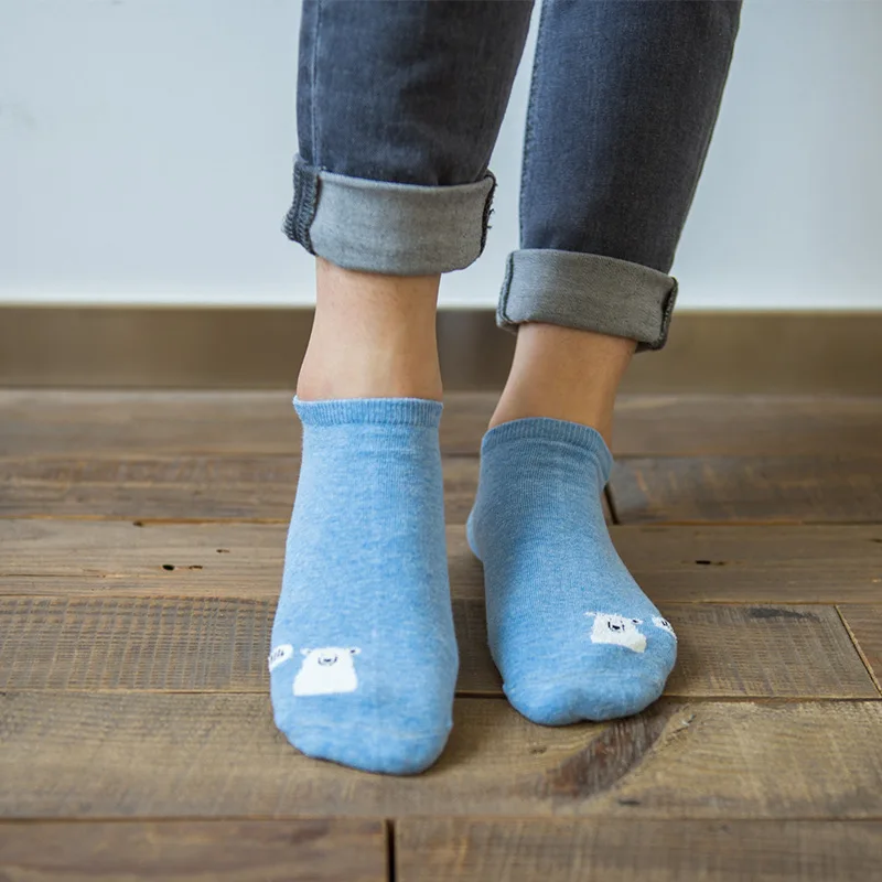 Женские хлопковые карамеллы 22 см весна осень милые носки лодочки с рисунком