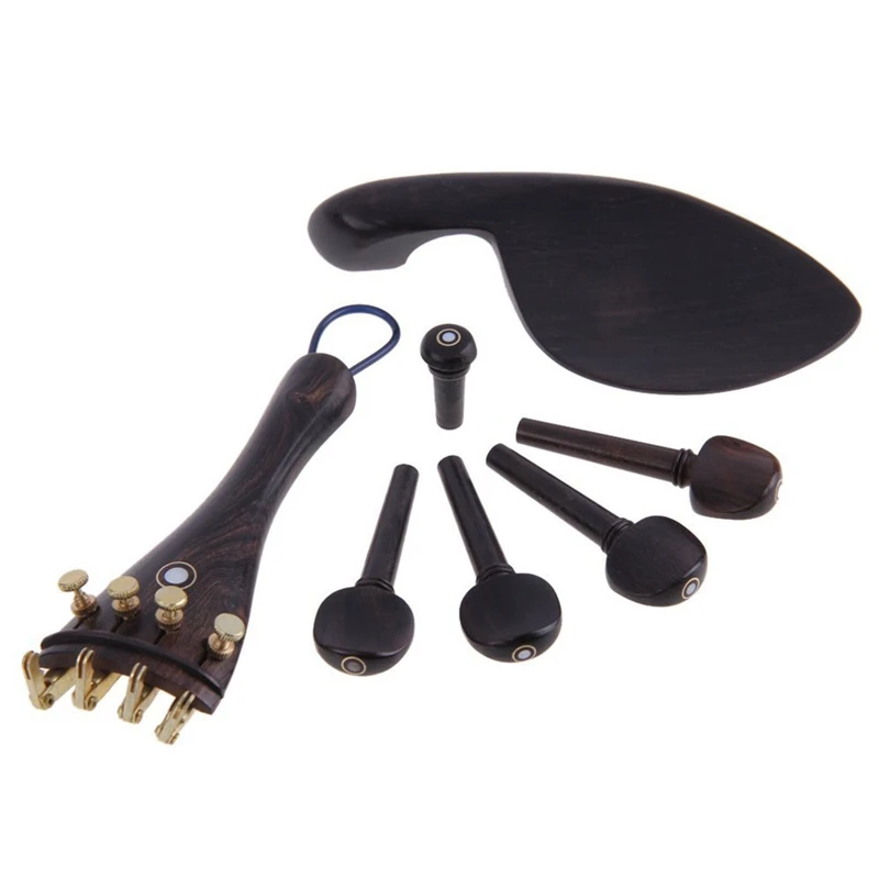 

1Set Steel Core E A D G Violin Strings for Full Size 4/4 & 4x A Natrual Ebony Wood 4/4 Violin Pegs, Chinrest Chin Rest
