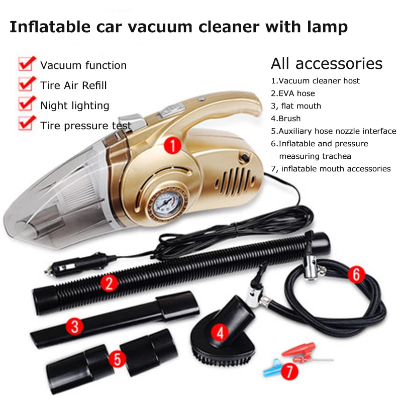 4 в 1 многофункциональная Функция автомобильный пылесос с цифровым Дисплей