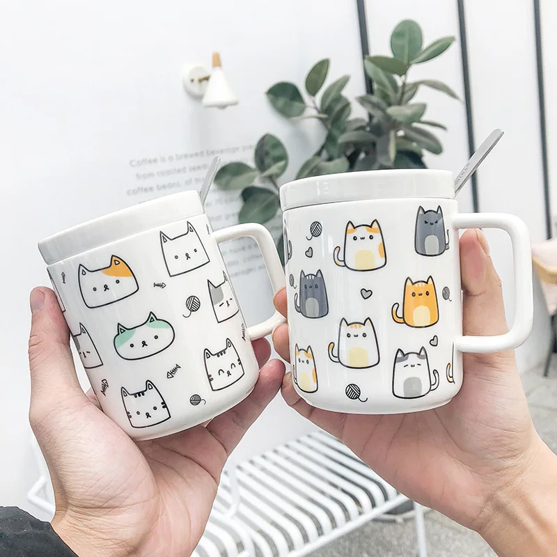 

Cartoon Ceramic Mug Ins Wind Milk Cat Cup Artistic Fresh Net Red Creative Mug Business Office Coffee Water Cup Coffee Mugs