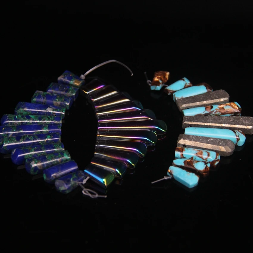 11 шт./компл. Подвеска из натурального камня с кристаллами сверху градиентное