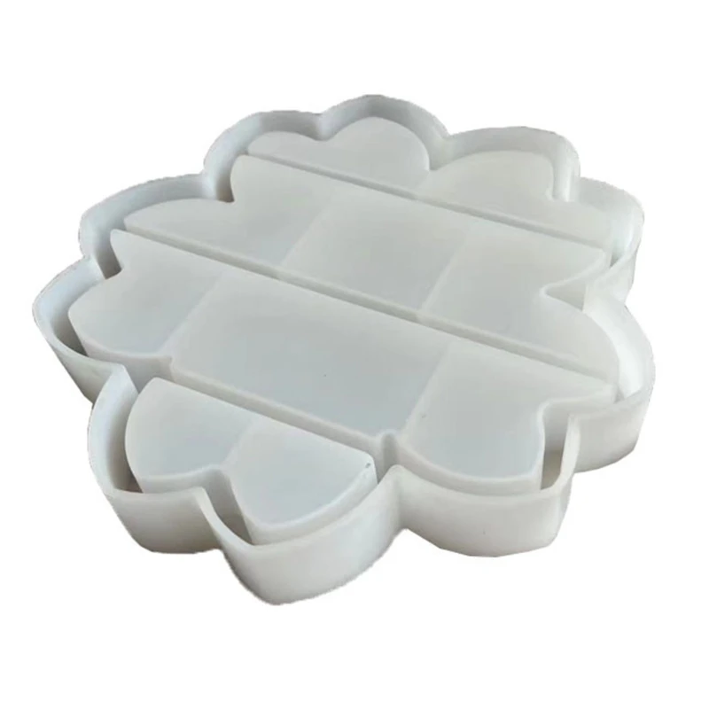 

L5YA Flower Shaped Organizer Rack Epoxy Resin Mold Storage Shelf Casting Silicone Mould DIY Crafts Display Stand Tray Jewelry